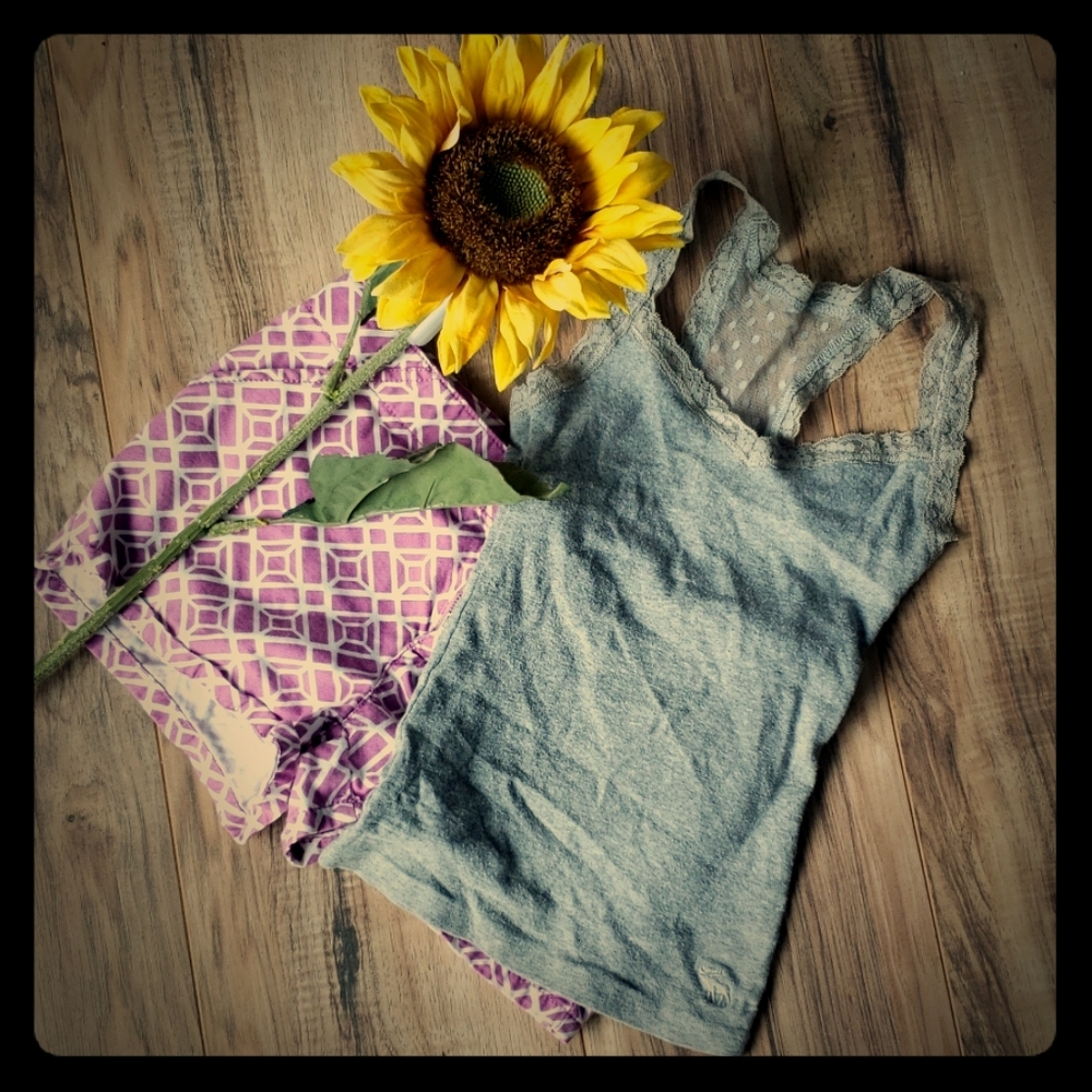 Small grey girls lace tank top